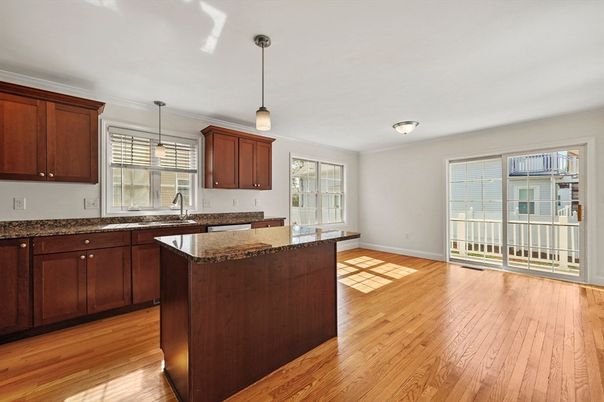Interior, Kitchen, Pendant Lights, Wood Texture Flooring
