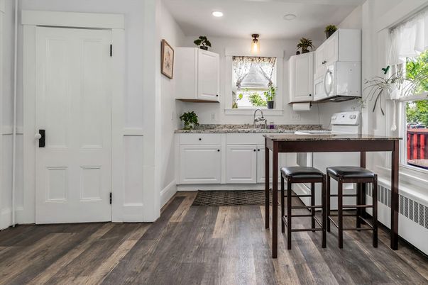 Interior, Kitchen, Recessed Lighting, Wood Texture Flooring