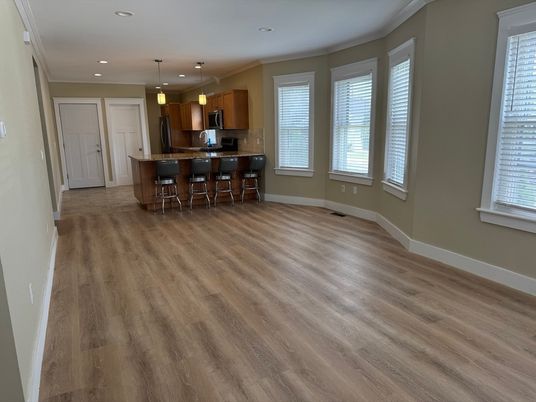 Interior, Kitchen, Pendant Lights, Recessed Lighting, Wood Texture Flooring
