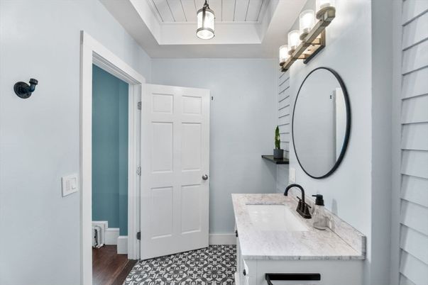 Bathroom, Dual Sink Vanities, Interior, Wood Texture Flooring