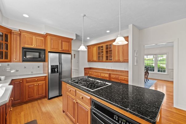 Interior, Kitchen, Pendant Lights, Recessed Lighting, Wood Texture Flooring