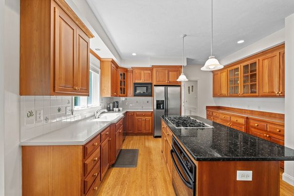 Interior, Kitchen, Pendant Lights, Recessed Lighting, Wood Texture Flooring