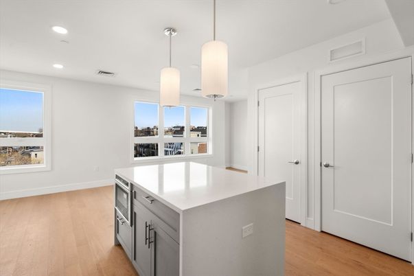 Interior, Kitchen, Pendant Lights, Recessed Lighting, Wood Texture Flooring