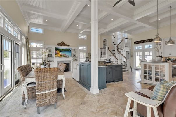 Dining room, Fireplace, Interior, Kitchen, Pendant Lights, Recessed Lighting