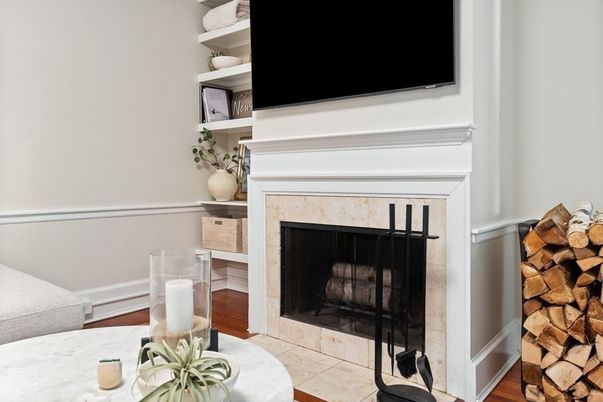 Fireplace, Interior, Wood Texture Flooring
