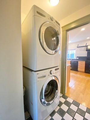 Interior, Recessed Lighting, Utility Closets, Washer, Wood Texture Flooring
