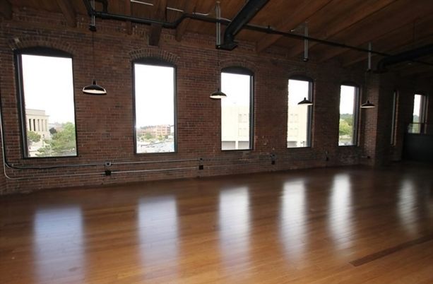 Empty room, Interior, Pendant Lights, Stone Walls, Wooden Beams, Wooden Ceilings, Wood Texture Flooring