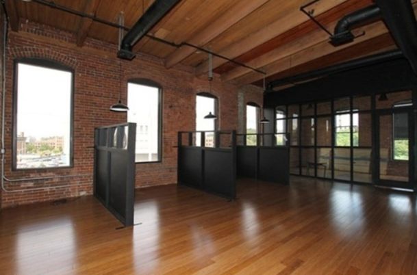 Empty room, Interior, Pendant Lights, Stone Walls, Wooden Beams, Wooden Ceilings, Wood Texture Flooring
