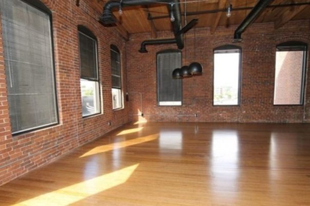 Empty room, Interior, Pendant Lights, Stone Walls, Wooden Beams, Wooden Ceilings, Wood Texture Flooring