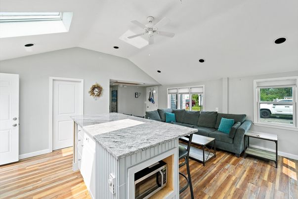 Interior, Kitchen, Living room, Recessed Lighting, Wood Texture Flooring