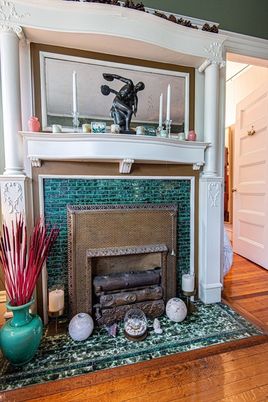 Fireplace, Interior, Wood Texture Flooring