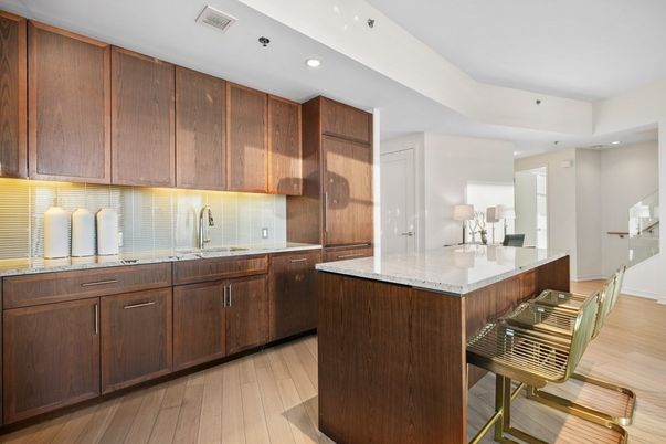 Interior, Kitchen, Recessed Lighting, Wood Texture Flooring