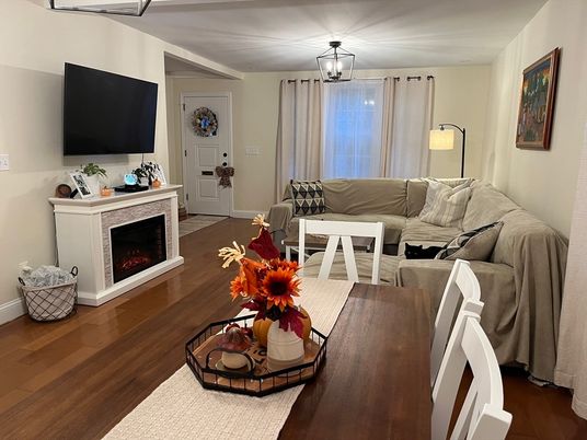 Fireplace, Interior, Living room, Wood Texture Flooring