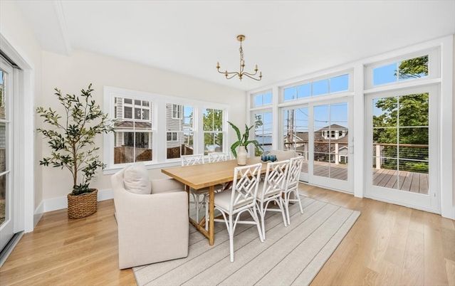 Chandelier, Dining room, Interior, Wood Texture Flooring