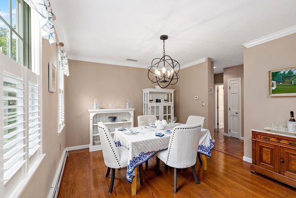 Chandelier, Dining room, Interior, Pendant Lights, Wood Texture Flooring