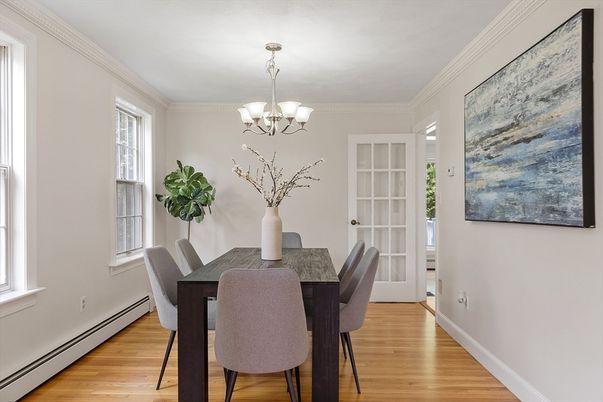 Chandelier, Dining room, Interior, Wood Texture Flooring
