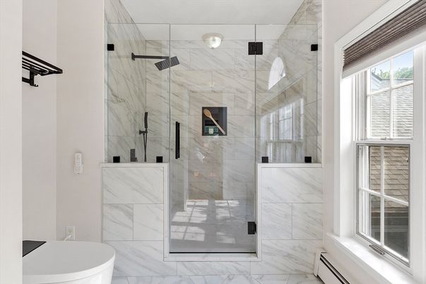 Bathroom, Glass Shower, Interior, Marble, Marble Walls