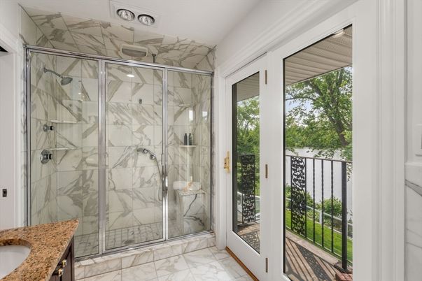 Bathroom, Glass Shower, Interior, Marble, Marble Walls
