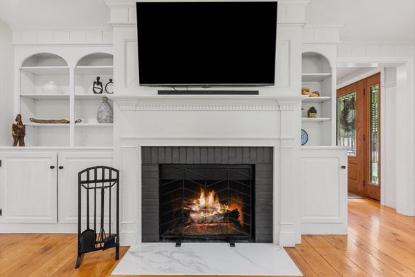 Fireplace, Interior, Wood Texture Flooring