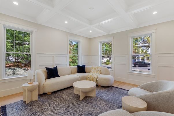 Interior, Living room, Recessed Lighting, Wood Texture Flooring