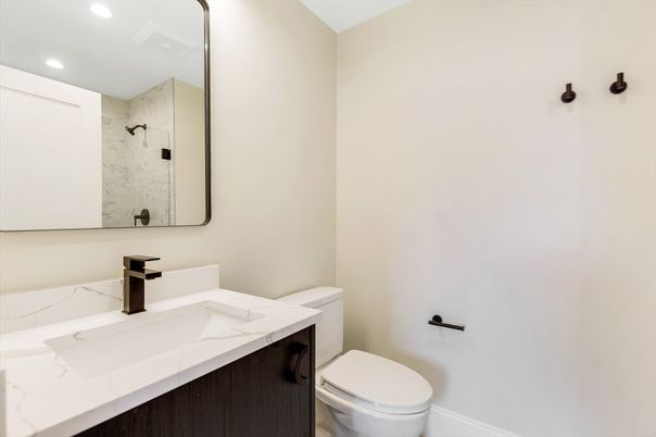 Bathroom, Interior, Marble Walls, Recessed Lighting