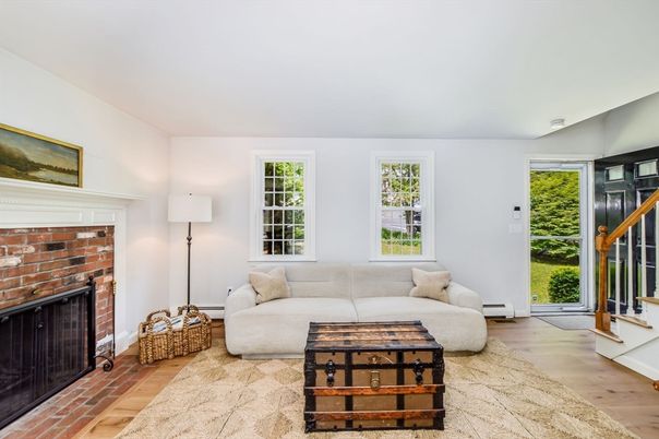 Fireplace, Interior, Living room, Stone Walls, Wood Texture Flooring