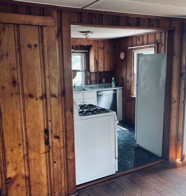 Interior, Kitchen, Wood Texture Flooring, Wooden Walls