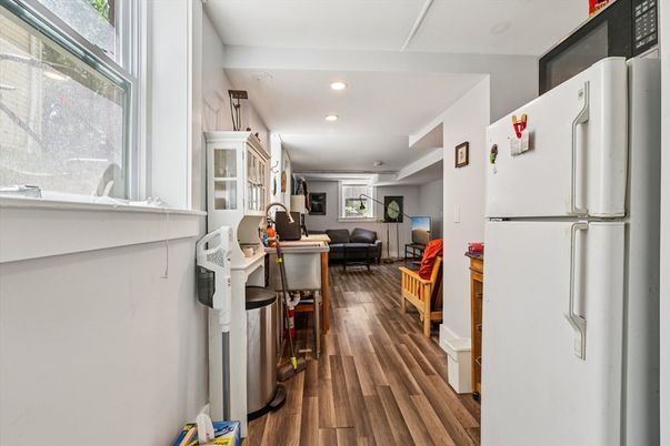 Interior, Kitchen, Recessed Lighting, Wood Texture Flooring