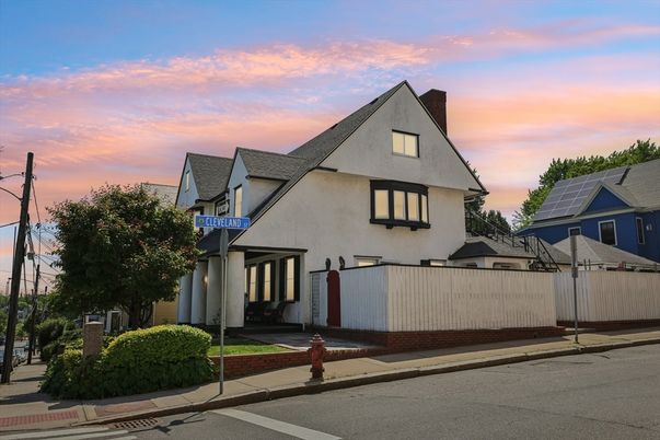 Exterior, Facade, Solar Panels, Tudor Revival
