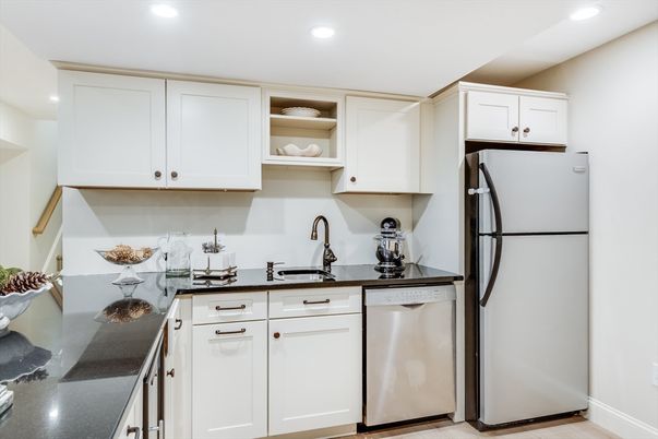 Interior, Kitchen, Recessed Lighting, Wood Texture Flooring