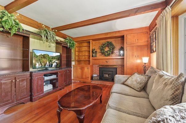 Fireplace, Interior, Living room, Wooden Beams, Wood Texture Flooring