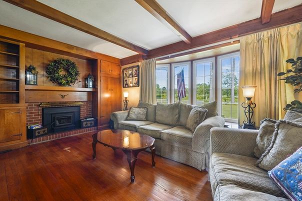 Fireplace, Interior, Living room, Wooden Beams, Wood Texture Flooring