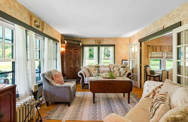 Interior, Living room, Stone Walls, Wood Texture Flooring