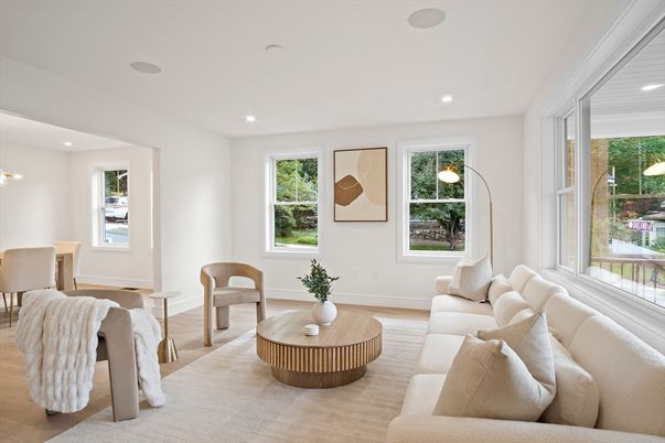 Interior, Living room, Recessed Lighting, Wood Texture Flooring
