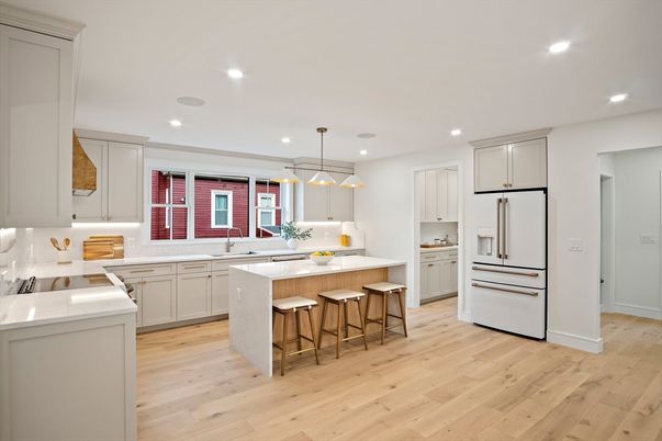 Interior, Kitchen, Pendant Lights, Recessed Lighting, Wood Texture Flooring