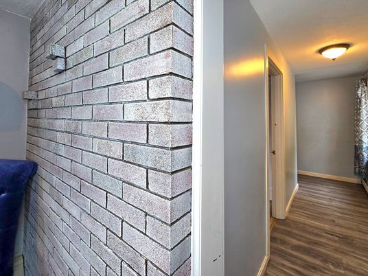 Interior, Stone Walls, Wood Texture Flooring