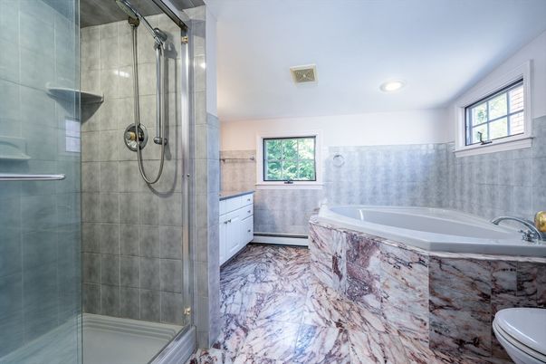 Bathroom, Glass Shower, Interior, Marble, Recessed Lighting