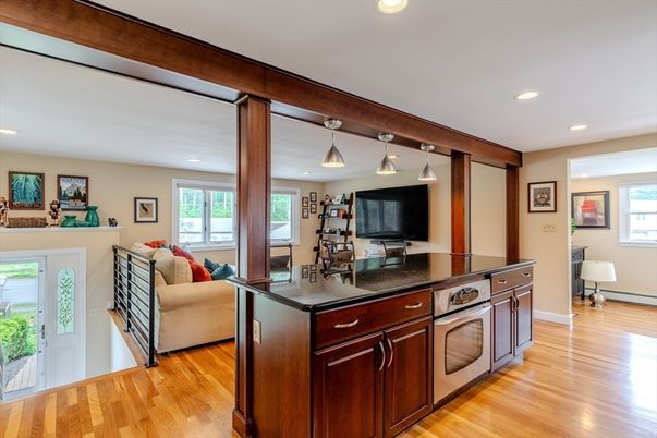 Interior, Kitchen, Living room, Recessed Lighting, Wood Texture Flooring