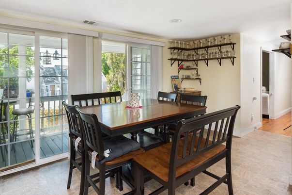 Dining room, Interior, Recessed Lighting, Wood Texture Flooring