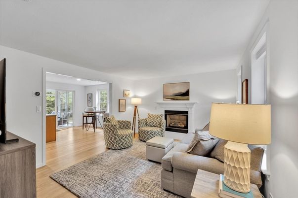 Dining room, Fireplace, Interior, Living room, Wood Texture Flooring
