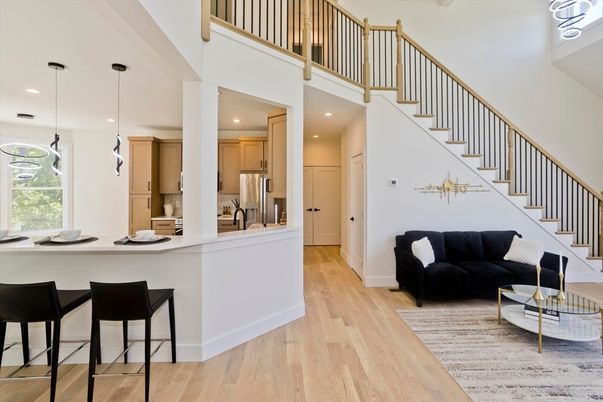 Interior, Kitchen, Pendant Lights, Recessed Lighting, Wood Texture Flooring