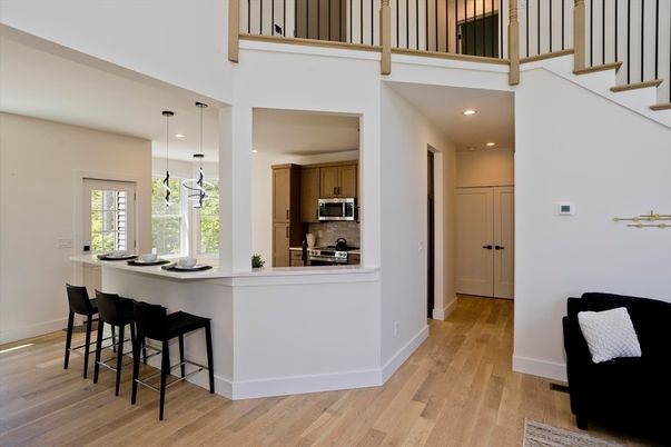 Interior, Kitchen, Pendant Lights, Recessed Lighting, Wood Texture Flooring