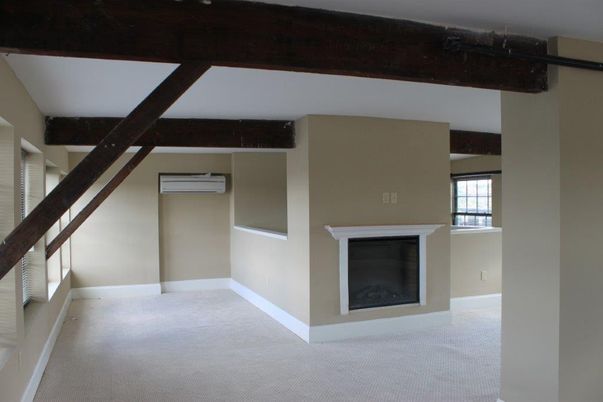 Empty room, Fireplace, Interior, Wooden Beams