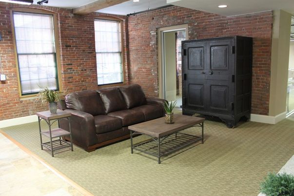 Interior, Living room, Recessed Lighting, Stone Walls