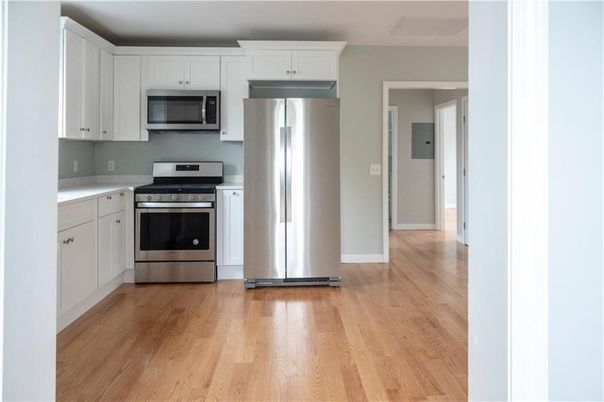 Interior, Kitchen, Stainless Steel Appliances, Wood Texture Flooring