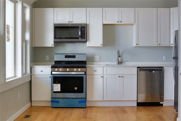Interior, Kitchen, Stainless Steel Appliances, Wood Texture Flooring