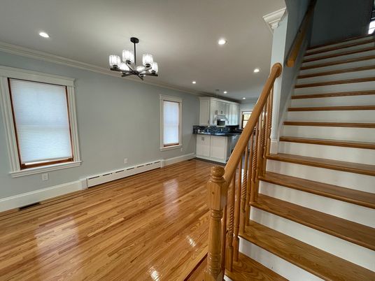 Chandelier, Interior, Kitchen, Recessed Lighting, Wood Texture Flooring