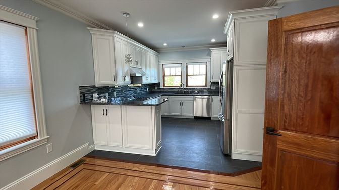 Interior, Kitchen, Recessed Lighting, Wood Texture Flooring