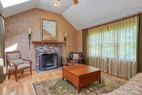 Fireplace, Interior, Recessed Lighting, Wood Texture Flooring