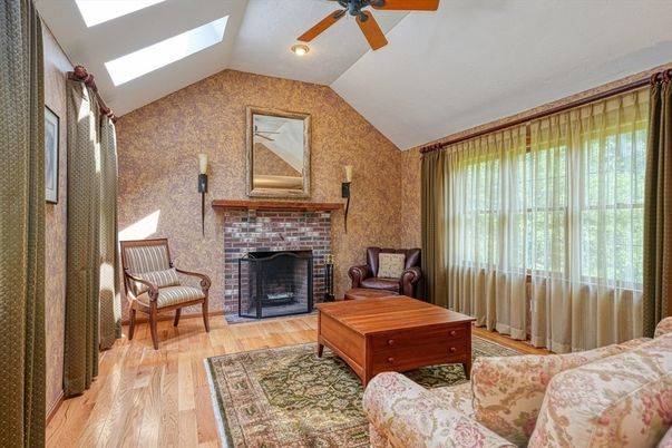 Fireplace, Interior, Recessed Lighting, Wood Texture Flooring